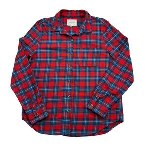 Aeropastale Plaid Flannel Shirt Button Up Cabin Grunge Red Blue Womens L